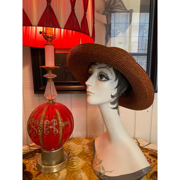 vintage 1980s wide brim straw hat liz claiborne summer floral raffia flowers main image 5